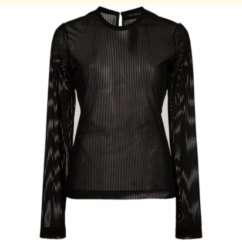 Yigal Azrouel barcode stripe mesh tee